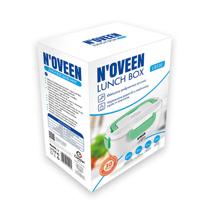 N'oveen Elektrische Lunchbox Speisenwärmer Edelstahl Warmhaltebox Tragbare Food Box für Nahrung 230V Minze