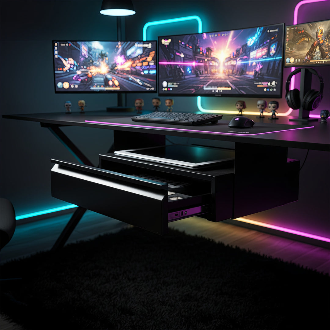 Maclean Brackets MC-875 Untertisch Schublade mit Regal bis max. 5kg Unterbau Unter Schreibtisch Halterung Hängeschublade …