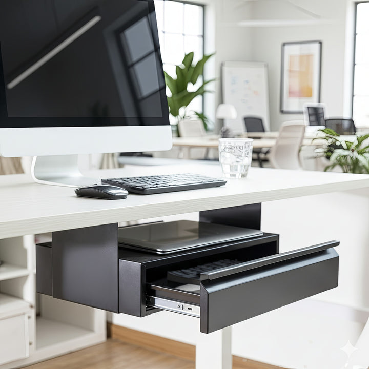 Maclean Brackets MC-875 Untertisch Schublade mit Regal bis max. 5kg Unterbau Unter Schreibtisch Halterung Hängeschublade …