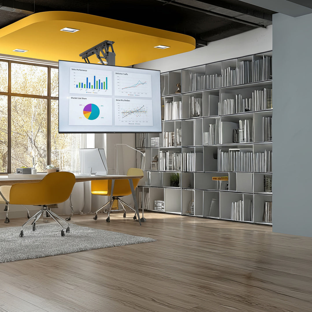 Maclean MC-880 Elektrische neigbare TV Halterung 32-70" für Decke Dachschräge inkl. Fernbedienung bis 35kg max VESA 600x400