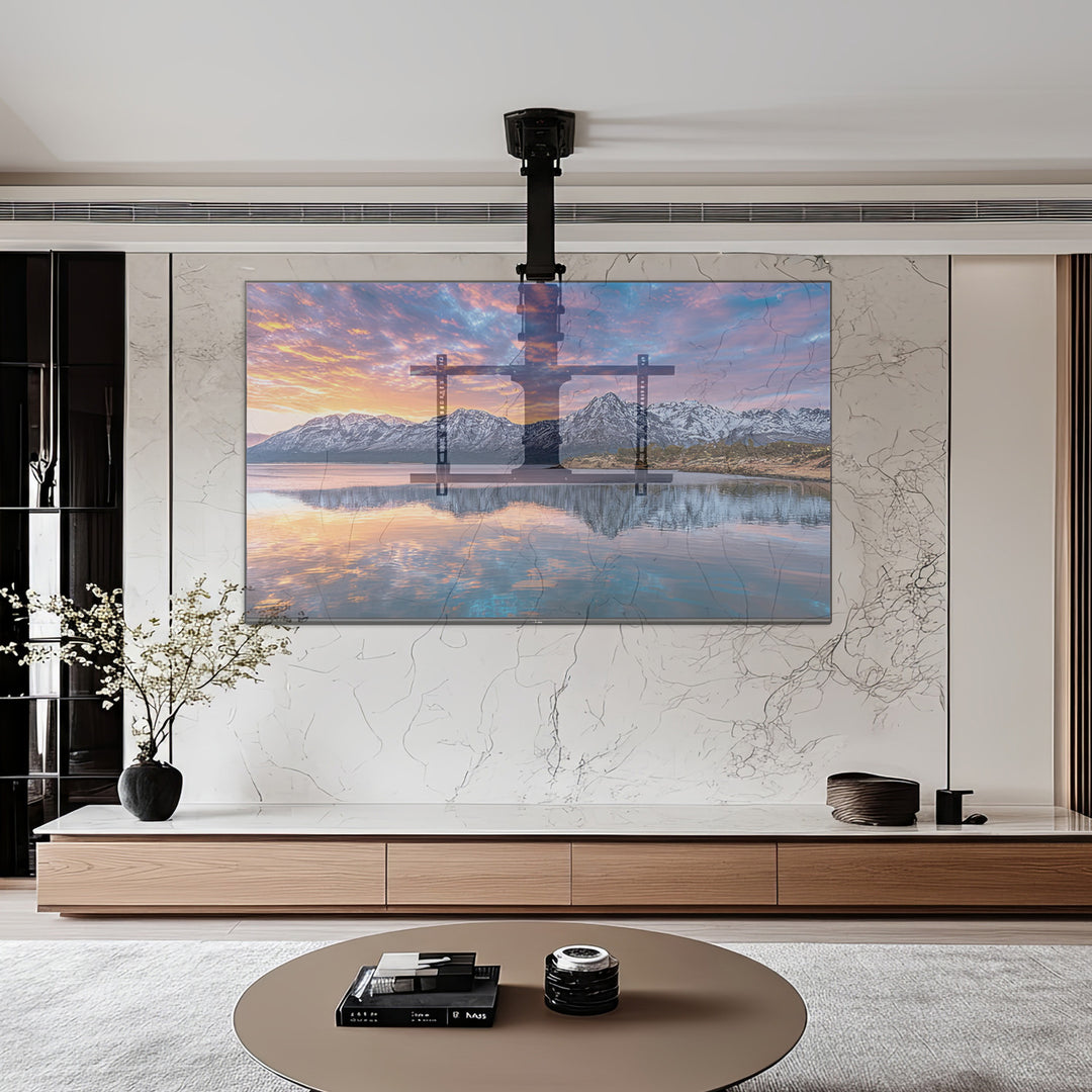 Maclean MC-880 Elektrische neigbare TV Halterung 32-70" für Decke Dachschräge inkl. Fernbedienung bis 35kg max VESA 600x400