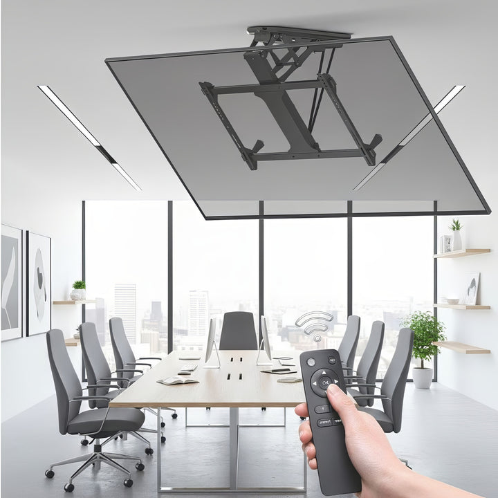 Maclean MC-880 Elektrische neigbare TV Halterung 32-70" für Decke Dachschräge inkl. Fernbedienung bis 35kg max VESA 600x400