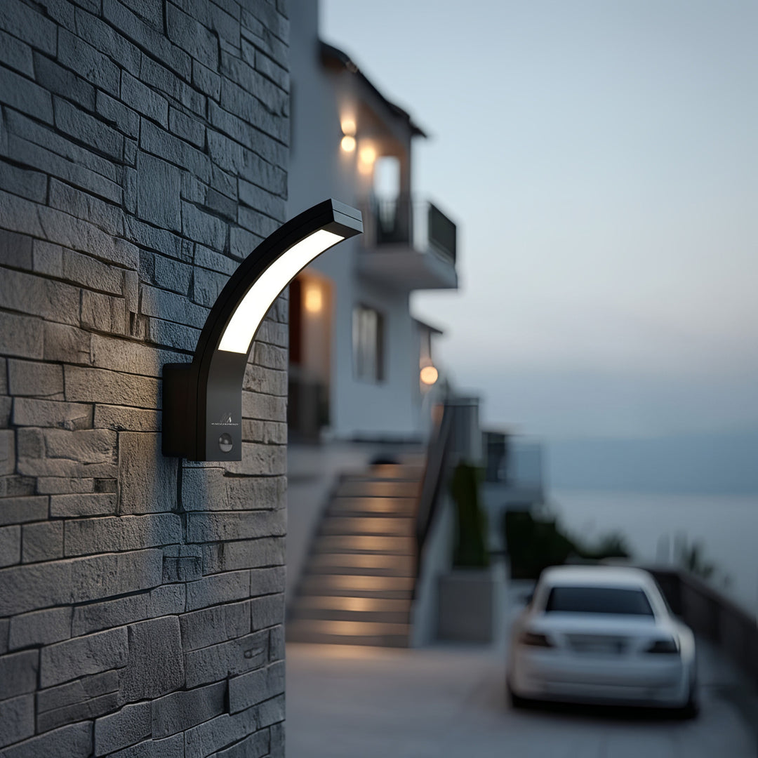 LED-Lampe mit Infrarot-Bewegungssensor 140° Grad 9m Reichweite IP54 Wasserdicht Außenbereich Grau