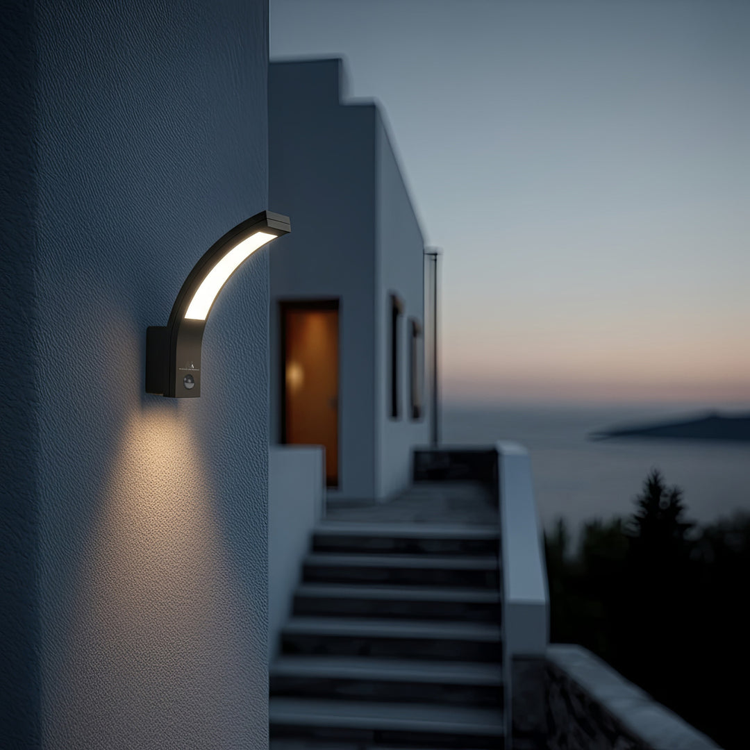 LED-Lampe mit Infrarot-Bewegungssensor 140° Grad 9m Reichweite IP54 Wasserdicht Außenbereich Grau