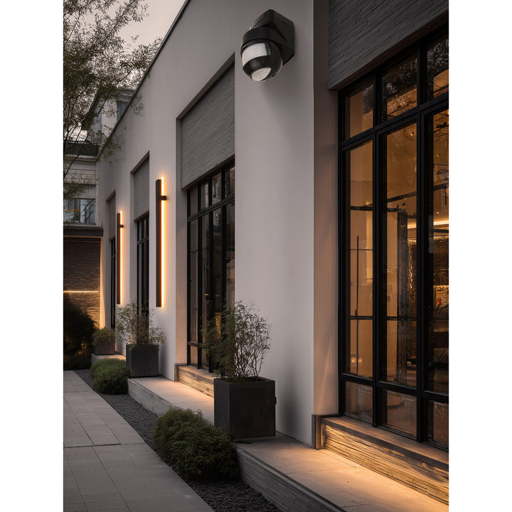 Infrarot-Bewegungssensor 180° + 360° Bewegungsmelder mit Dämmerungssensor bis 12m Reichweite IP54 (Schwarz)