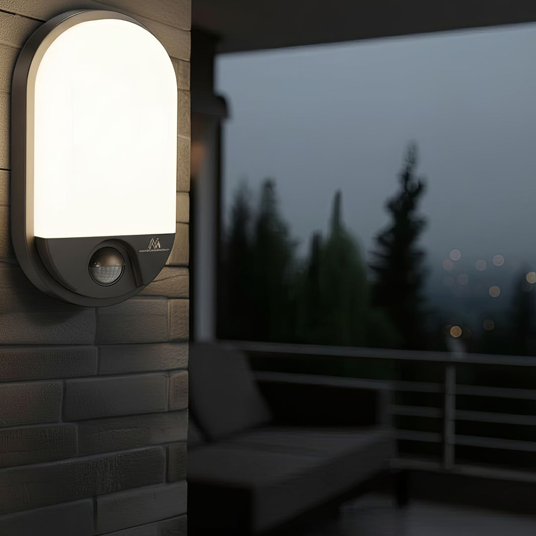 Maclean MCE340 LED-Lampe mit Infrarot-Bewegungssensor Wandleuchte Innen-/ Außenbeleuchtung 1100lm 15W IP54 Grau