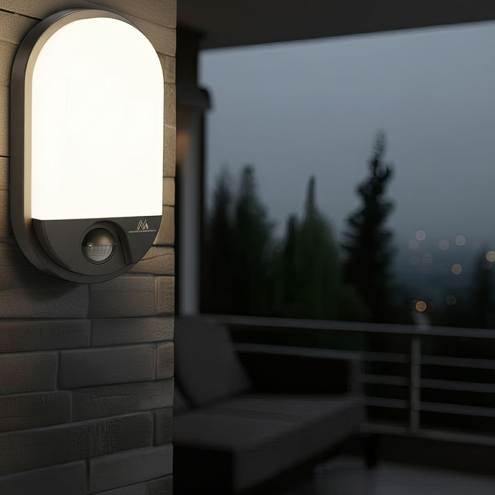 Maclean MCE340 LED-Lampe mit Infrarot-Bewegungssensor Wandleuchte Innen-/ Außenbeleuchtung 1100lm 15W IP54 Grau