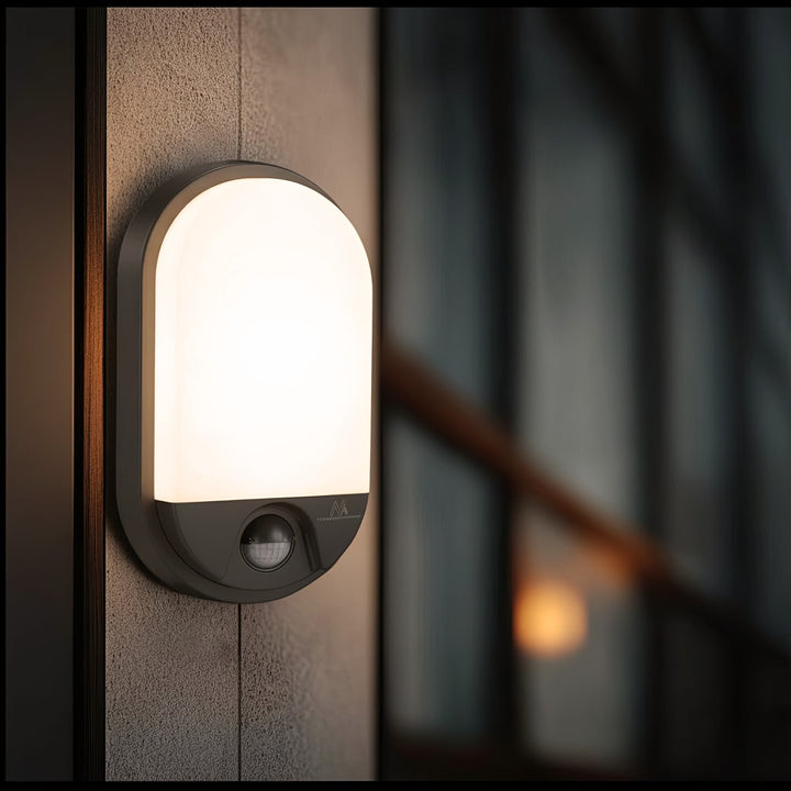 Maclean MCE340 LED-Lampe mit Infrarot-Bewegungssensor Wandleuchte Innen-/ Außenbeleuchtung 1100lm 15W IP54 Grau