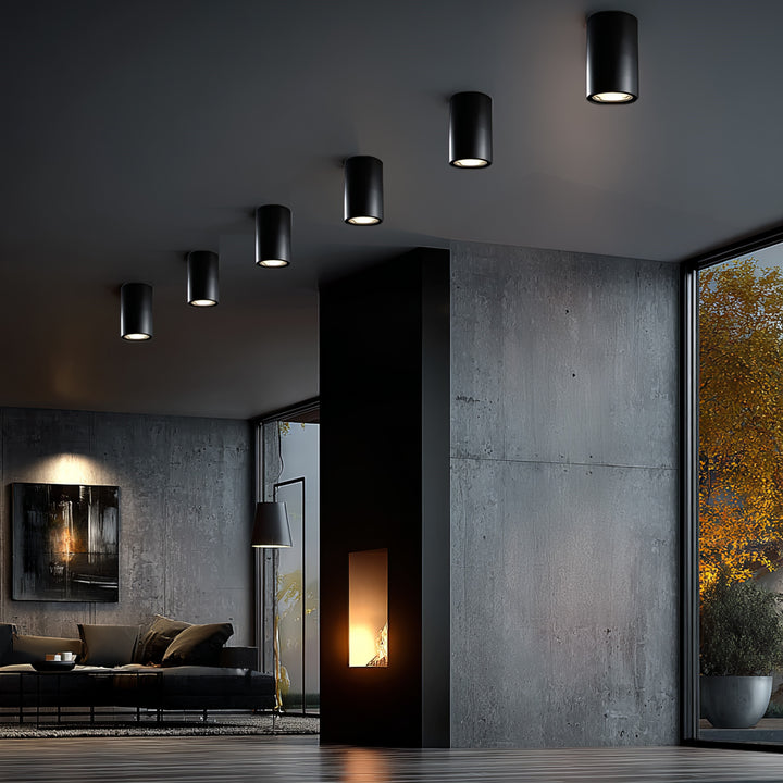 Deckenaufbauleuchte mit GU10 Fassung für LED & Halogen Leuchtmittel bis 40W Aufputz Schwenkbar Aluminium (Schwarz, Rund)