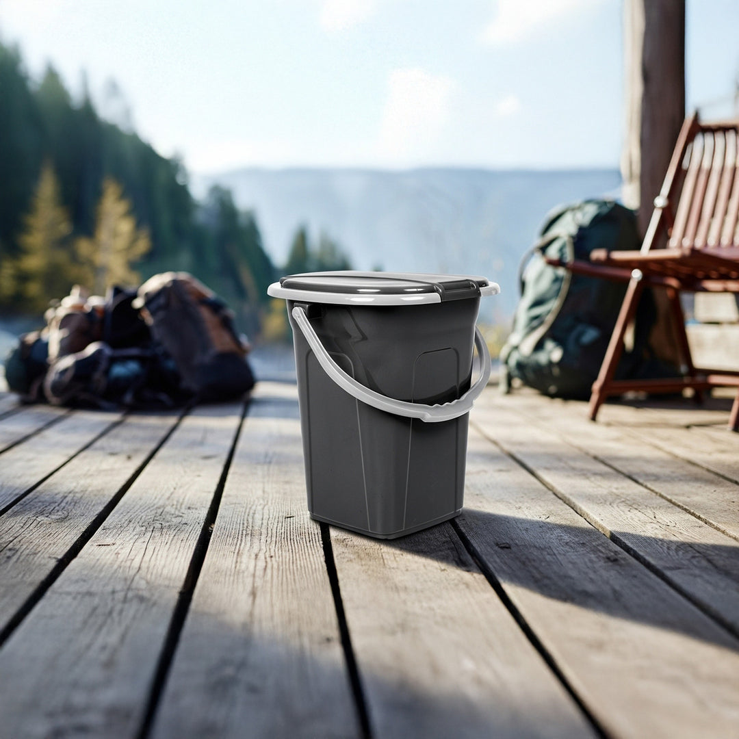 Campingtoilette 19L Mobile Toiletteneimer Reisetoilette Toilette Eimertoilette Mobil Camping Anthrazit