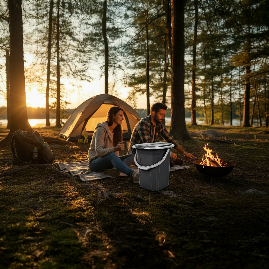 Campingtoilette 19L Mobile Toiletteneimer Reisetoilette Toilette Eimertoilette Mobil Camping Anthrazit