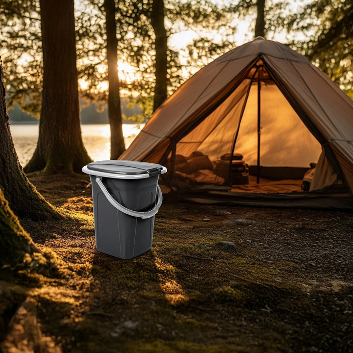 Campingtoilette 19L Mobile Toiletteneimer Reisetoilette Toilette Eimertoilette Mobil Camping Anthrazit