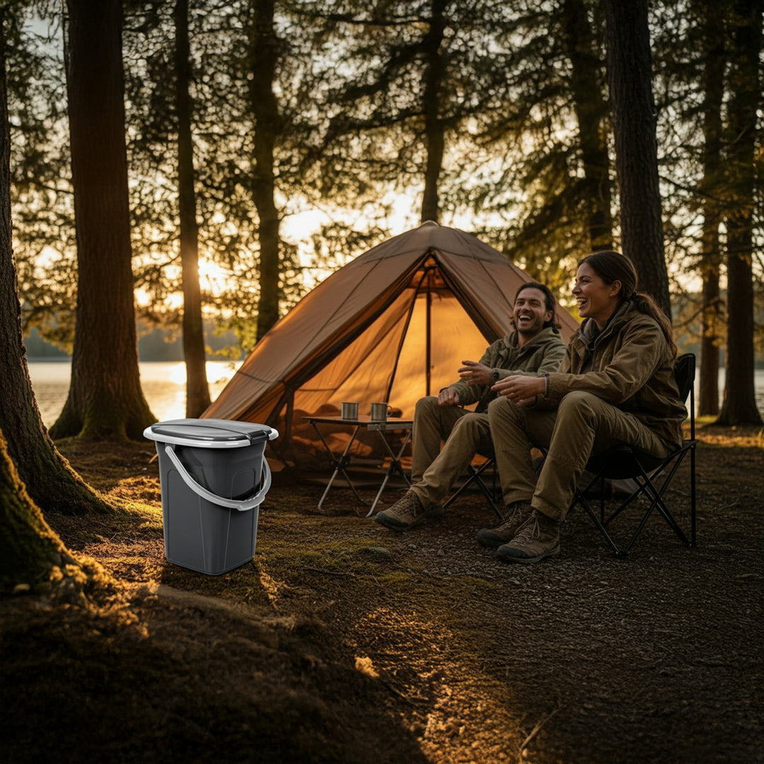 Campingtoilette 19L Mobile Toiletteneimer Reisetoilette Toilette Eimertoilette Mobil Camping Anthrazit