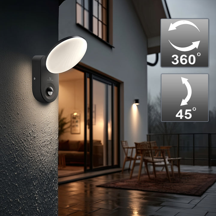LED Wandlampe mit PIR Bewegungssensor Dämmerungssensor Außenwandleuchte Wandleuchte Innen-/ Außenbeleuchtung IP65 4000K Neutralweiß (15W (1100lm))