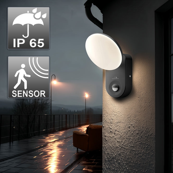 LED Wandlampe mit PIR Bewegungssensor Dämmerungssensor Außenwandleuchte Wandleuchte Innen-/ Außenbeleuchtung IP65 4000K Neutralweiß (15W (1100lm))