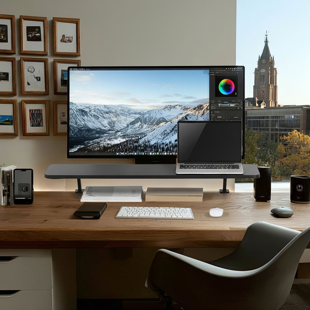 Monitorständer 13"~32" bis max. 20kg Tischplatte Regal 100x26cm Regalbrett Tischhalterung Tischbefestigung Schreibtisch Befestigung