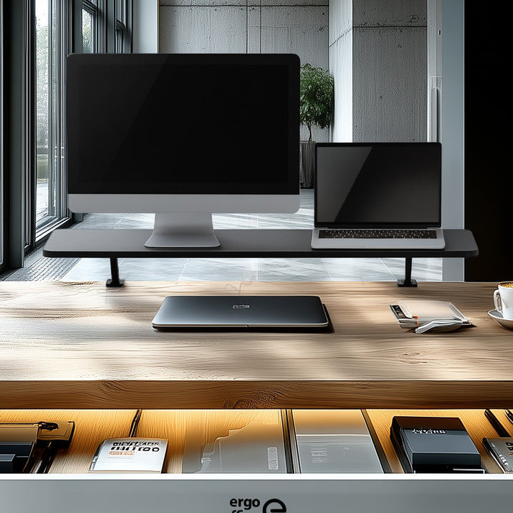 Monitorständer 13"~32" bis max. 20kg Tischplatte Regal 100x26cm Regalbrett Tischhalterung Tischbefestigung Schreibtisch Befestigung