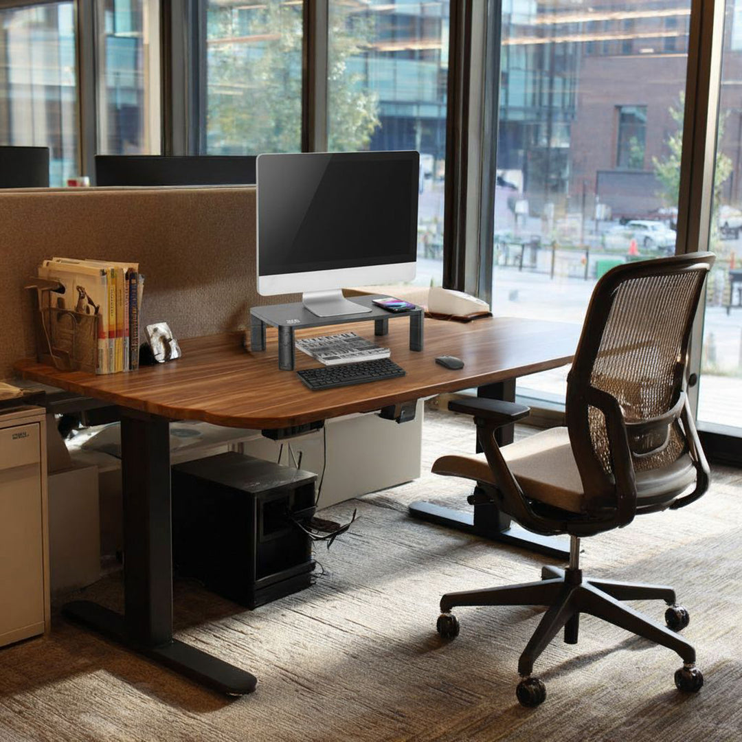 Höhenverstellbarer Bildschirmständer mit kabelloser Qi Aufladung Monitor Stand 17"~32" bis max. 20kg Induktionsladegerät