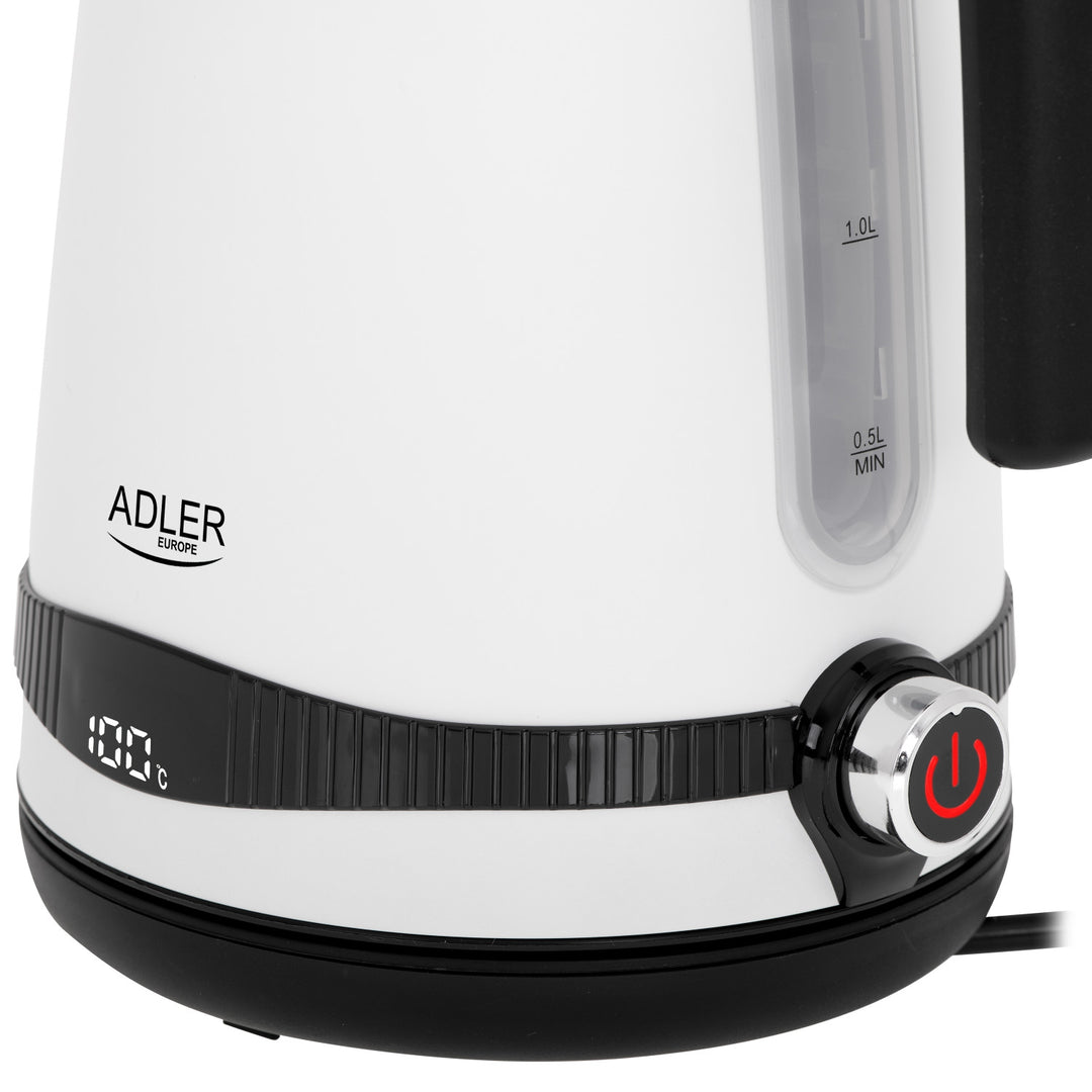 Adler Wasserkocher, kabellos, LCD-Display, 2200 W, 1,7 l, AD 1295w