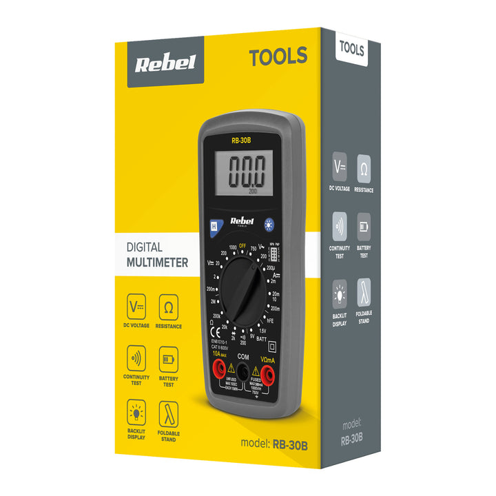 Rebel Tools RB-30B digitales Universalmessgerät Messkabel