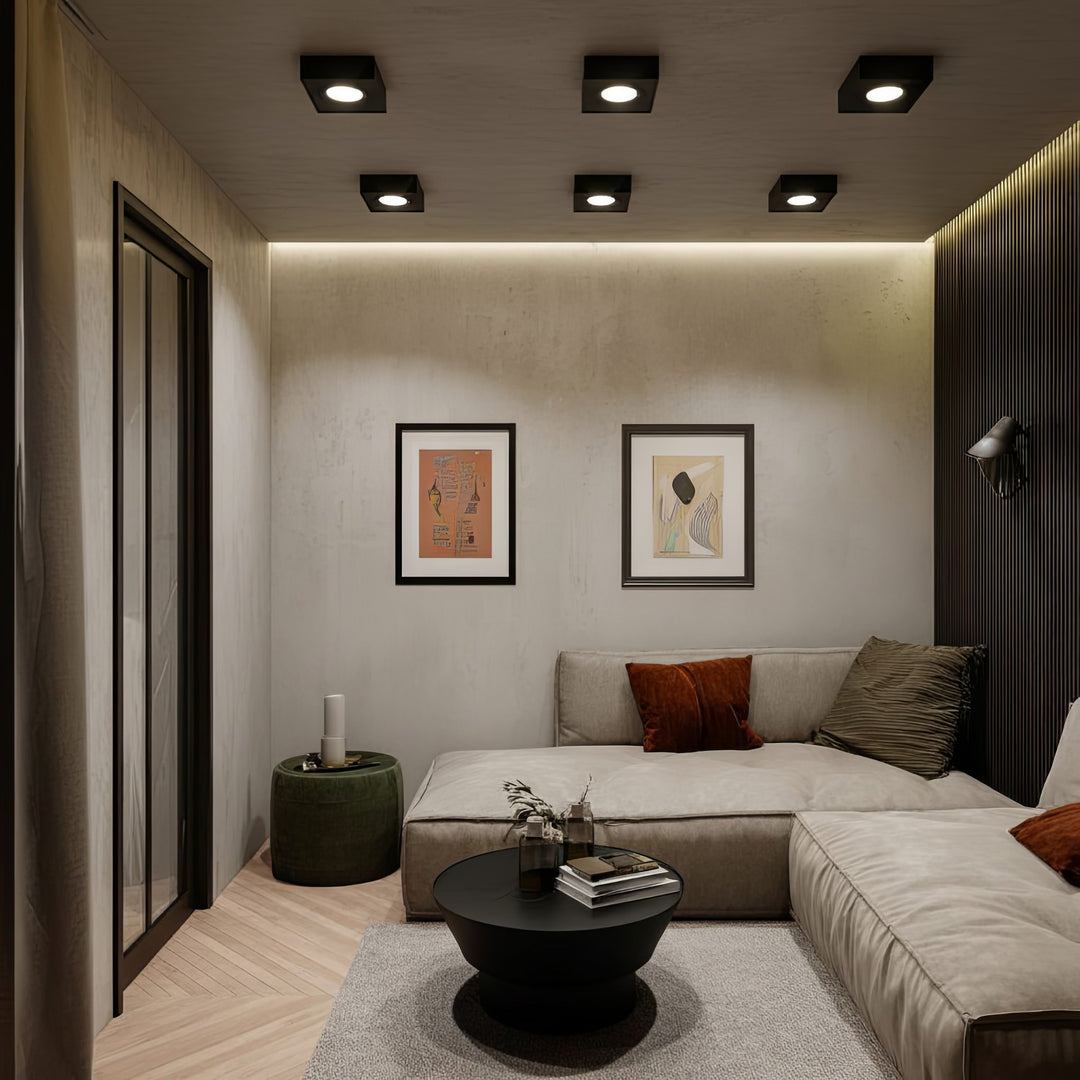 Einbaurahmen GU10 Einbaustrahler Rahmen Einbauleuchte Deckenleuchte max. 35W IP20 (1x Stück Eckig - ohne Leuchtmittel, Schwarz)