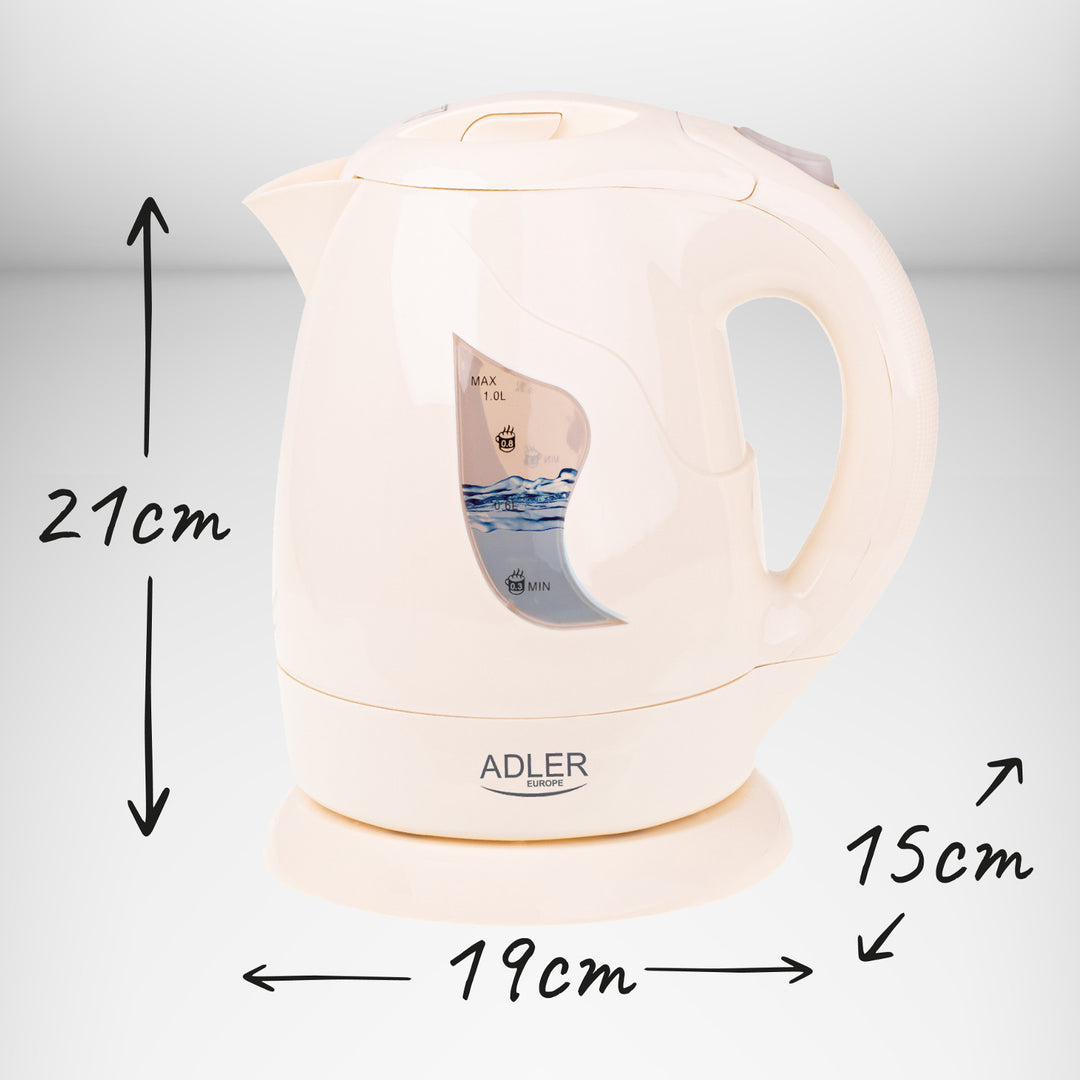 Schnurloser Wasserkocher Adler, 850W, 1L, beige, AD 08 b