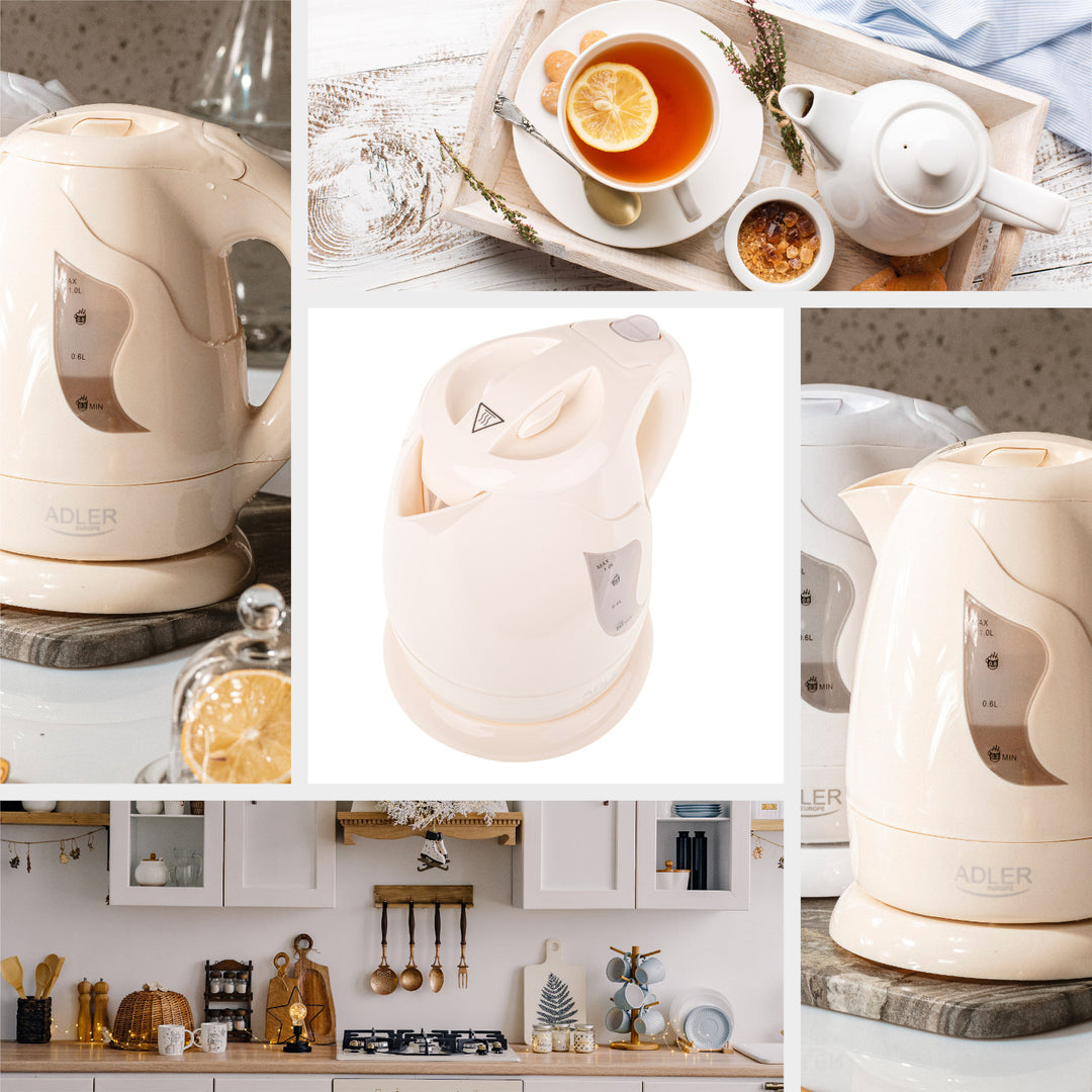Schnurloser Wasserkocher Adler, 850W, 1L, beige, AD 08 b