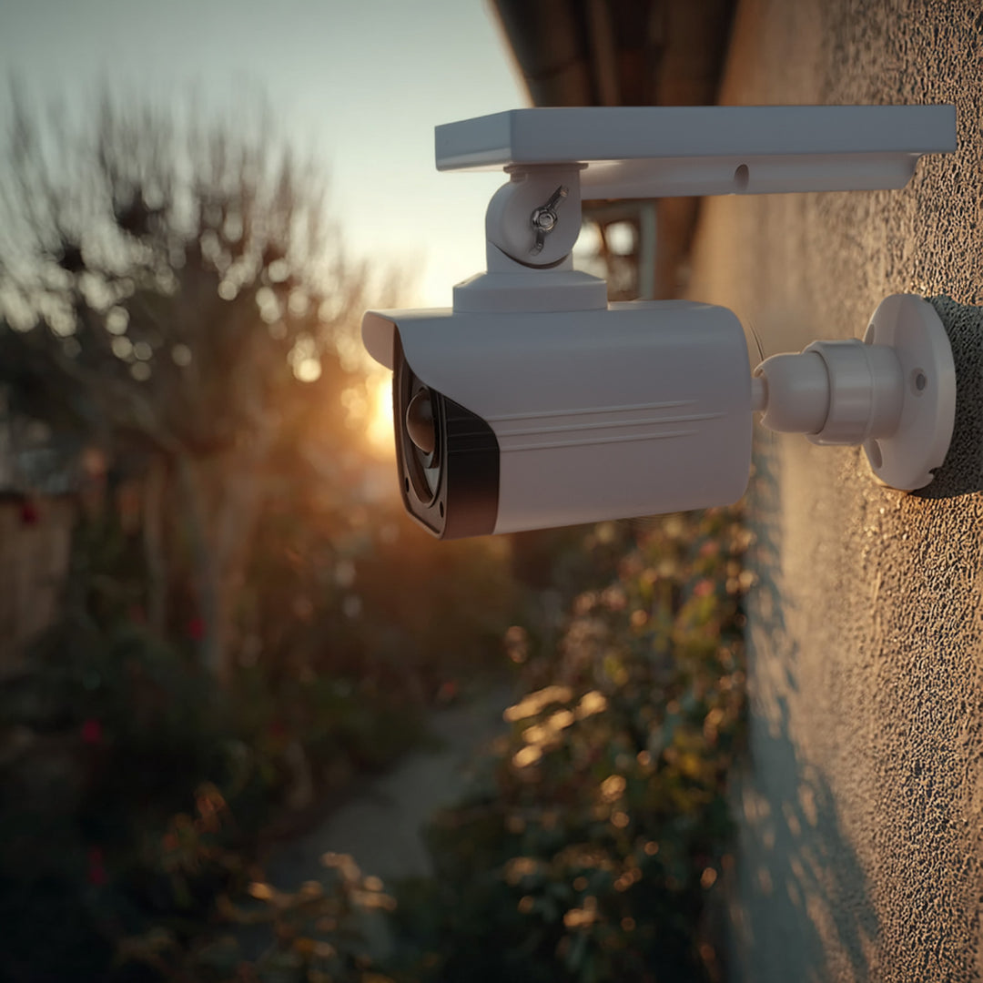 Kamera Attrappe mit LED-Licht Überwachungskamera PIR-Bewegungsmelder Dummy Kamera Solarbetrieben Geeignet für Außenbereich IP66 Wasserdicht