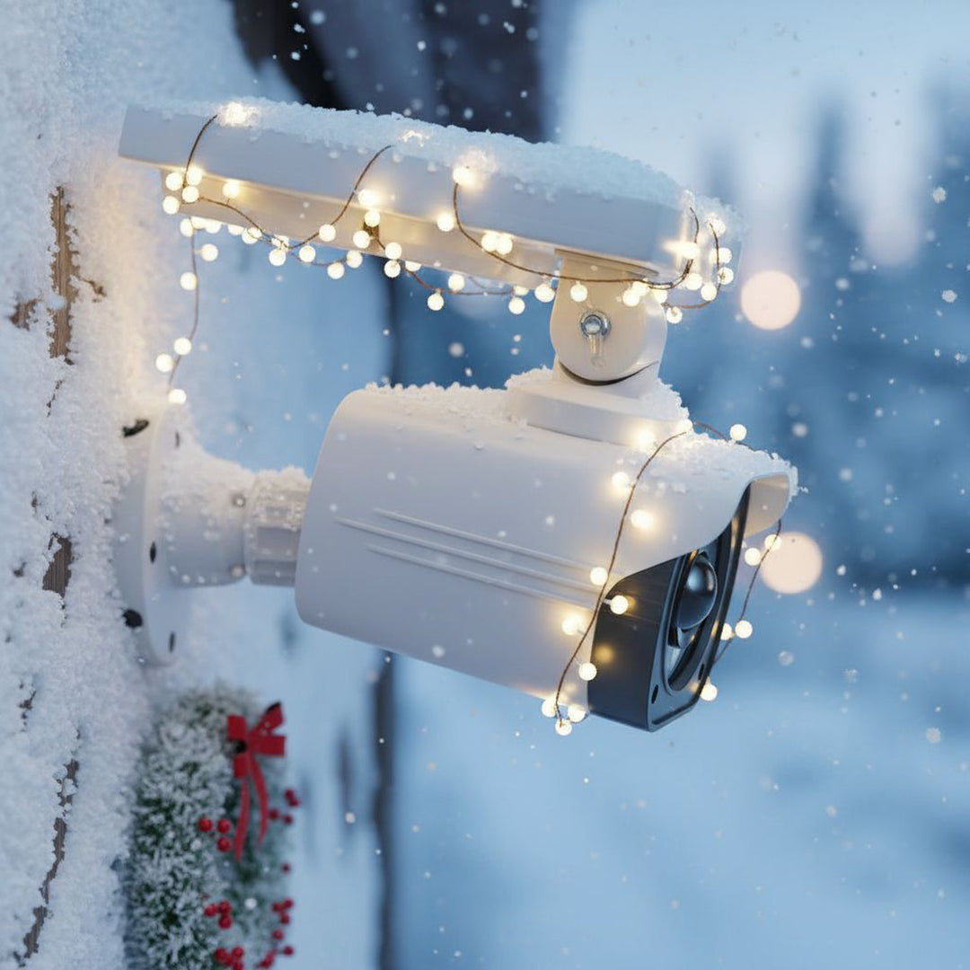 Kamera Attrappe mit LED-Licht Überwachungskamera PIR-Bewegungsmelder Dummy Kamera Solarbetrieben Geeignet für Außenbereich IP66 Wasserdicht