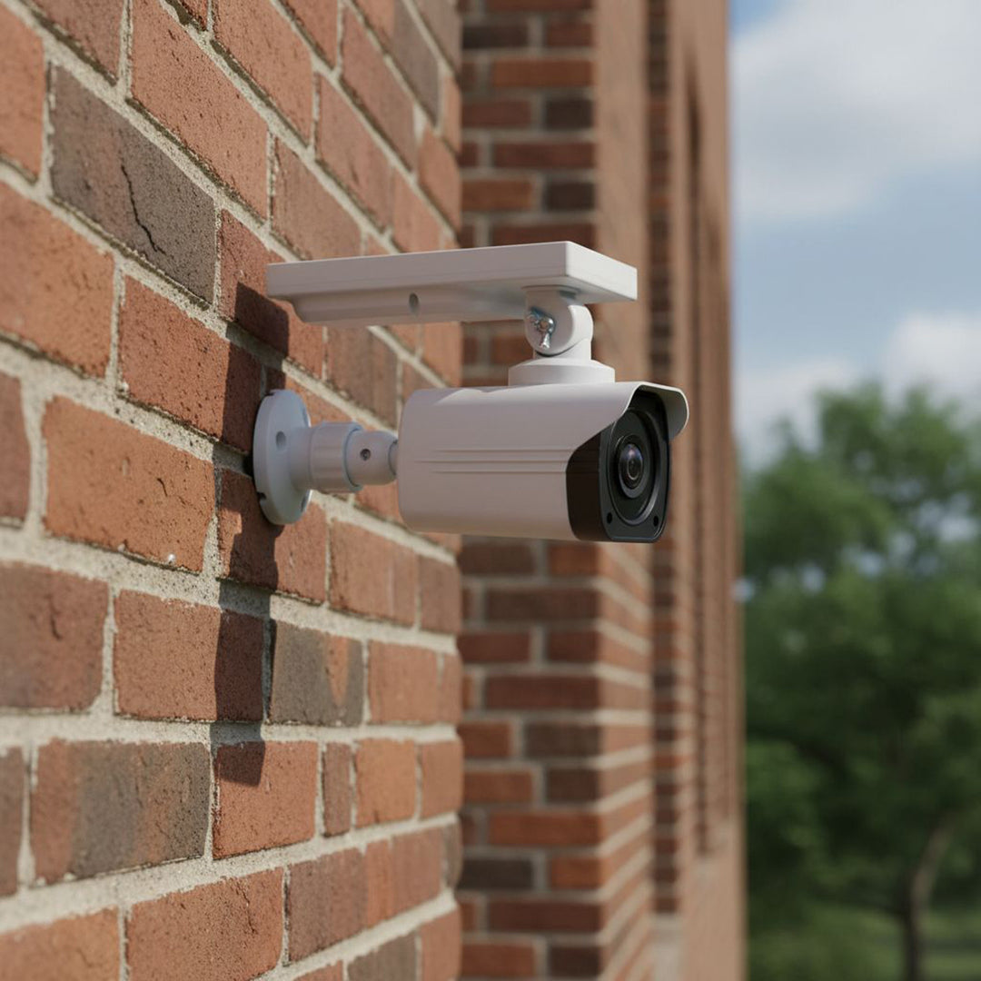 Kamera Attrappe mit LED-Licht Überwachungskamera PIR-Bewegungsmelder Dummy Kamera Solarbetrieben Geeignet für Außenbereich IP66 Wasserdicht