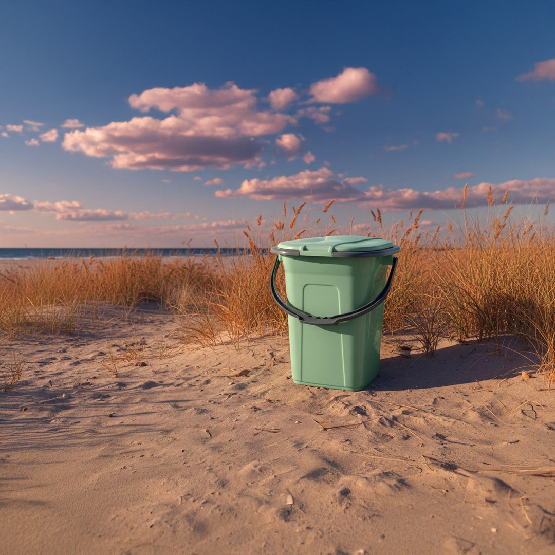 Campingtoilette 19L Mobile Toiletteneimer Reisetoilette Toilette Eimertoilette Mobil Camping (Grün/Grau)