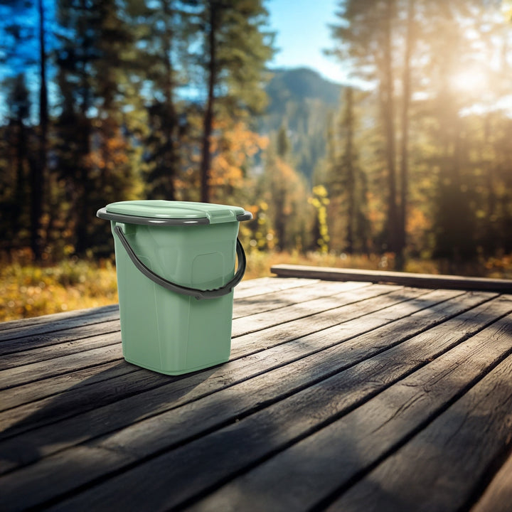 Campingtoilette 19L Mobile Toiletteneimer Reisetoilette Toilette Eimertoilette Mobil Camping (Grün/Grau)
