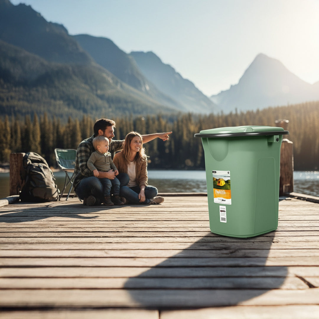 Campingtoilette 19L Mobile Toiletteneimer Reisetoilette Toilette Eimertoilette Mobil Camping (Grün/Grau)