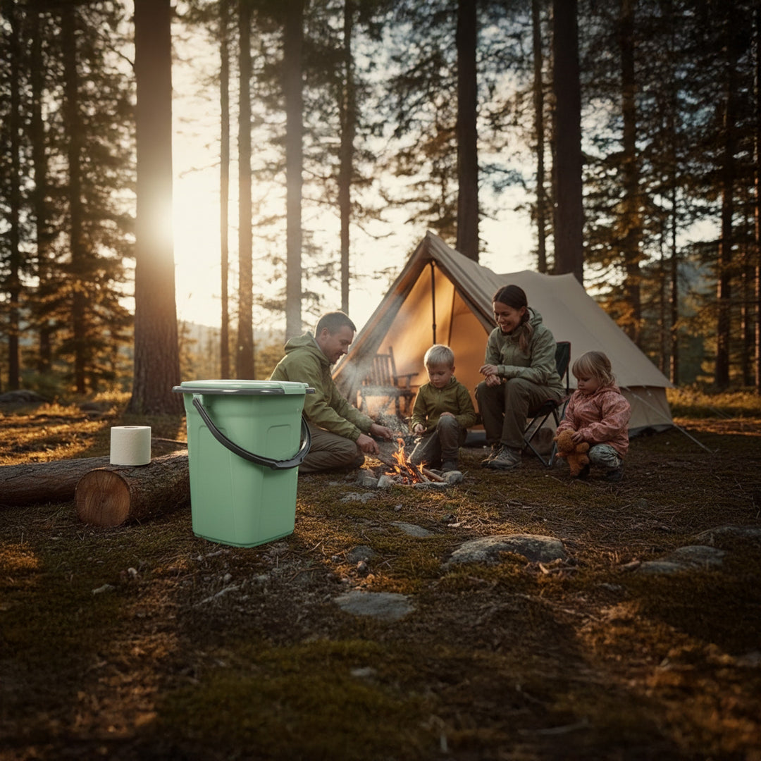 Campingtoilette 19L Mobile Toiletteneimer Reisetoilette Toilette Eimertoilette Mobil Camping (Grün/Grau)