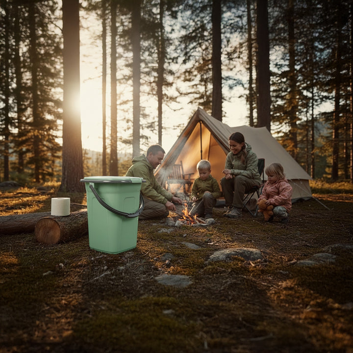 Campingtoilette 19L Mobile Toiletteneimer Reisetoilette Toilette Eimertoilette Mobil Camping (Grün/Grau)