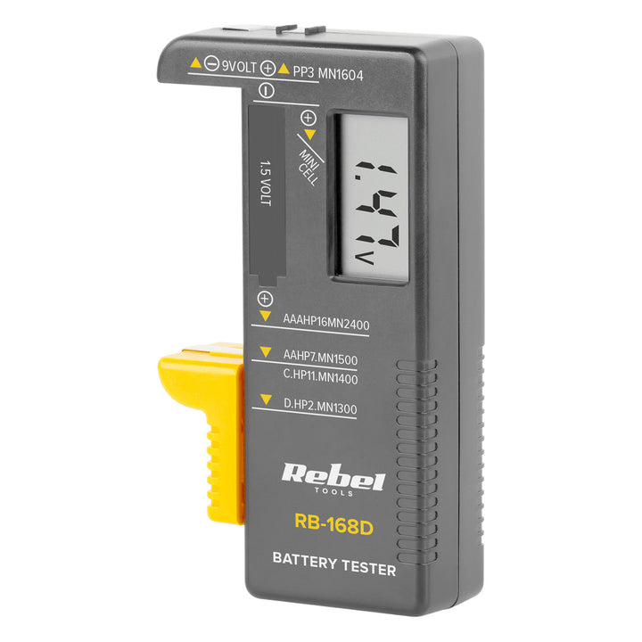 REBEL Digitaler Batterietester 9 V, AAA, AA, C, D, RB-168D