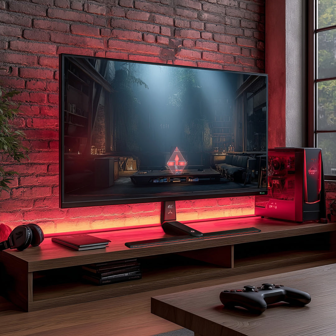 Gaming Monitorständer Monitorhalterung TV-Halterung Standfuß 32-55" RGB LED-Beleuchtung Höhenverstellbar Schwenkbar Neigbar max VESA 400x400, max. 40kg
