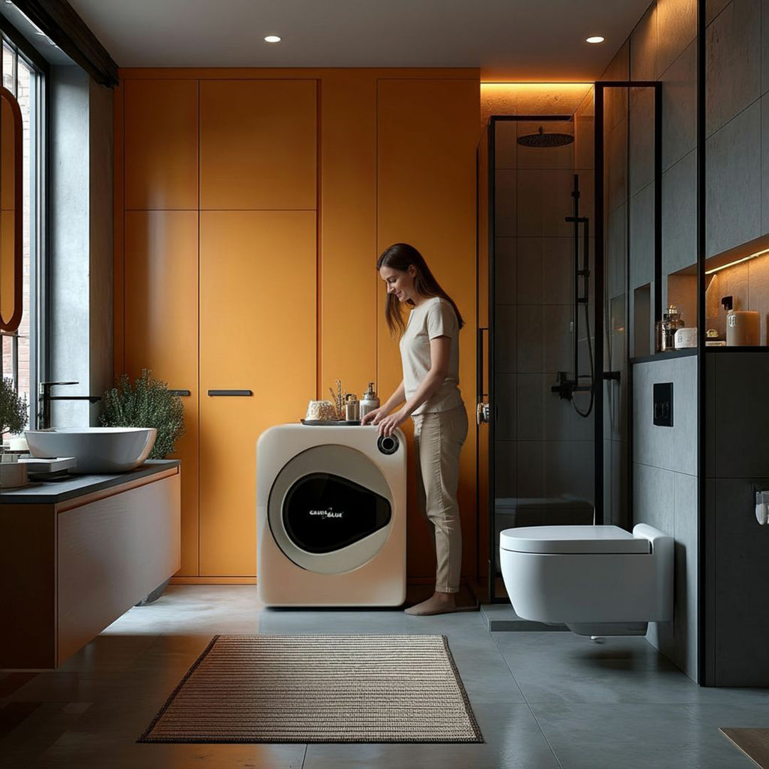 Green Blue GB405 Elektrischer Wäschetrockner 830W / 3kg Ablufttrockner / Trockner für Kleidung Freistehend oder Wandmontage Fünf Trocknungsprogramme zur Verfügung