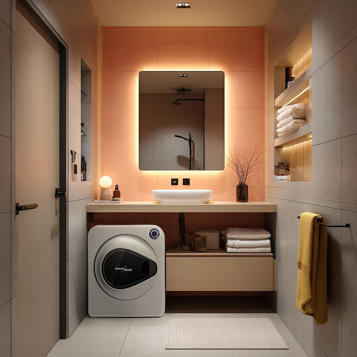 Green Blue GB405 Elektrischer Wäschetrockner 830W / 3kg Ablufttrockner / Trockner für Kleidung Freistehend oder Wandmontage Fünf Trocknungsprogramme zur Verfügung