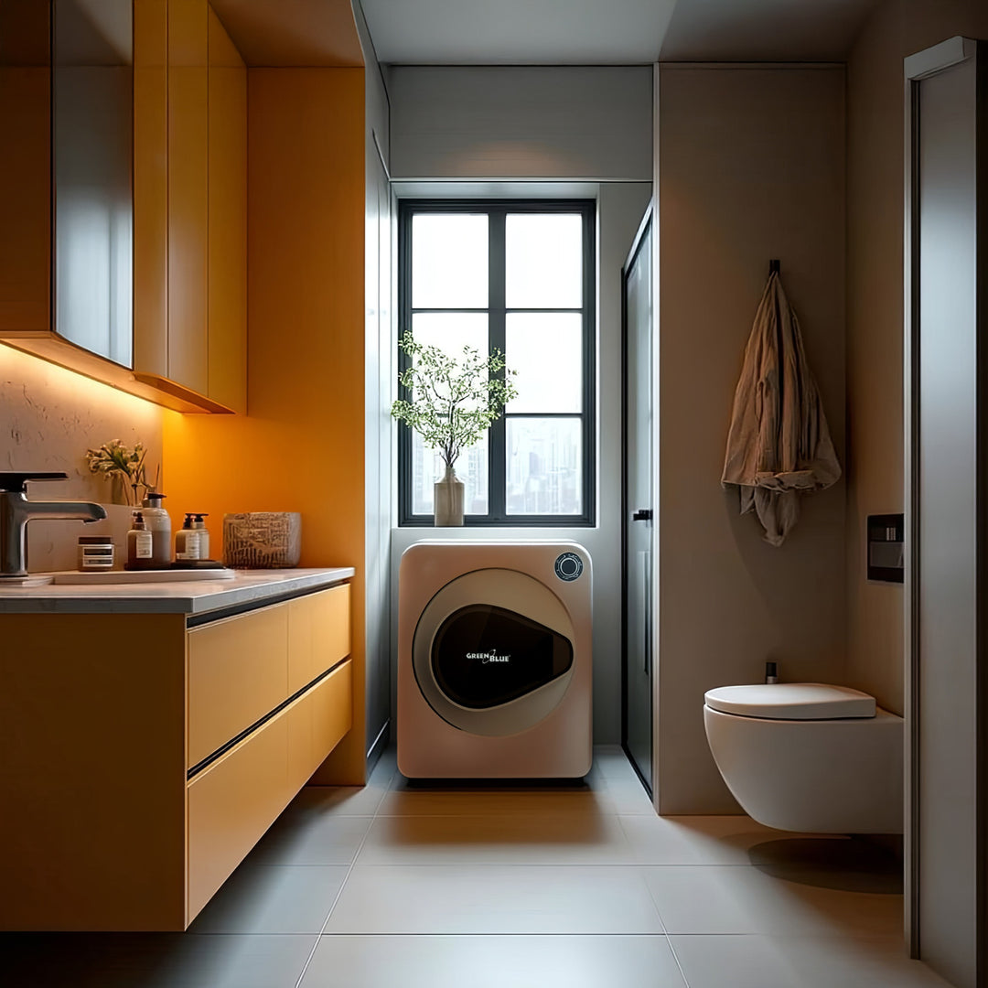 Green Blue GB405 Elektrischer Wäschetrockner 830W / 3kg Ablufttrockner / Trockner für Kleidung Freistehend oder Wandmontage Fünf Trocknungsprogramme zur Verfügung