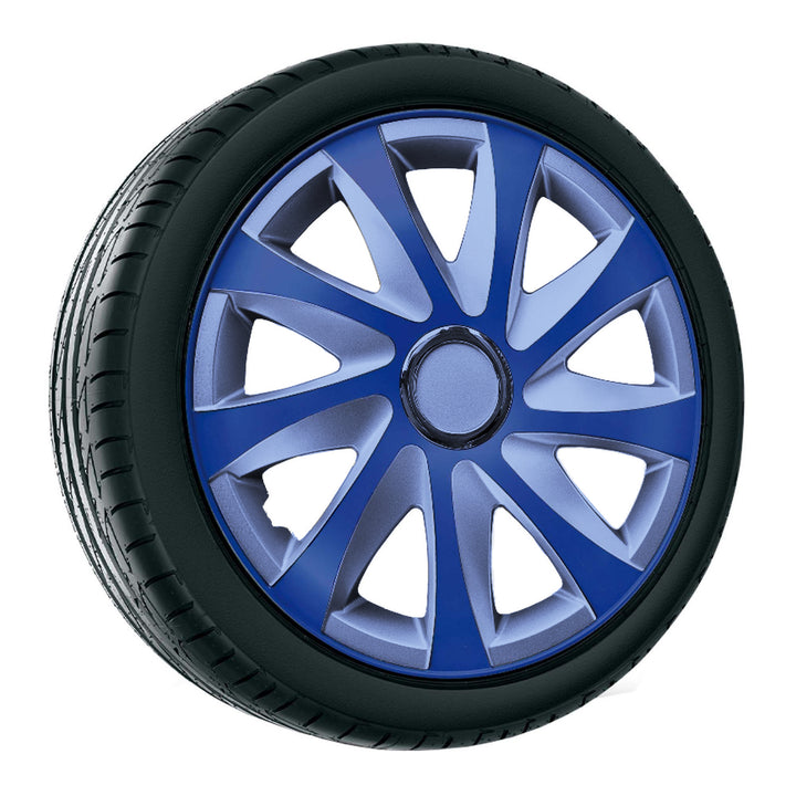 Radkappen Radzierblenden Radblenden - 4 Stück Komplettset - NRM Drift Extra - Silber & Blau - 15" Zoll
