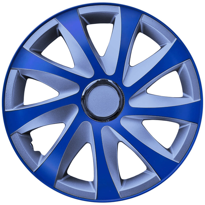 Radkappen Radzierblenden Radblenden - 4 Stück Komplettset - NRM Drift Extra - Silber & Blau - 14" Zoll