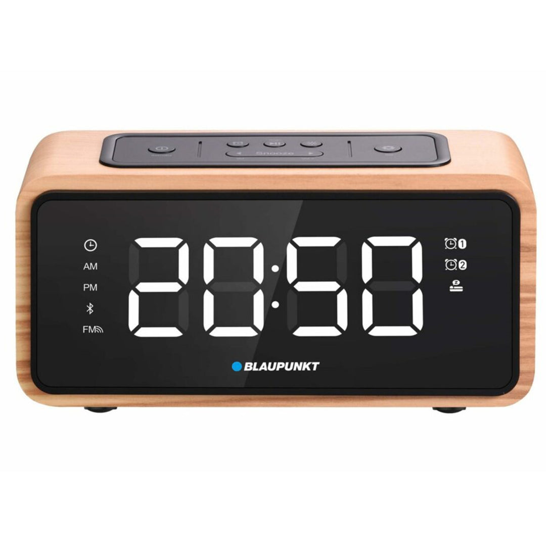 Radiowecker FM Bluetooth 60 Senderspeicher LED Display Uhr mit Doppelalarm und Schlummerfunktion