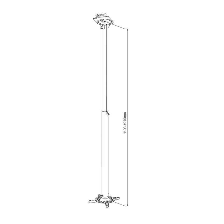 ART P-104B Projektorhalterung 110-197 cm schwarz Deckenhalterung