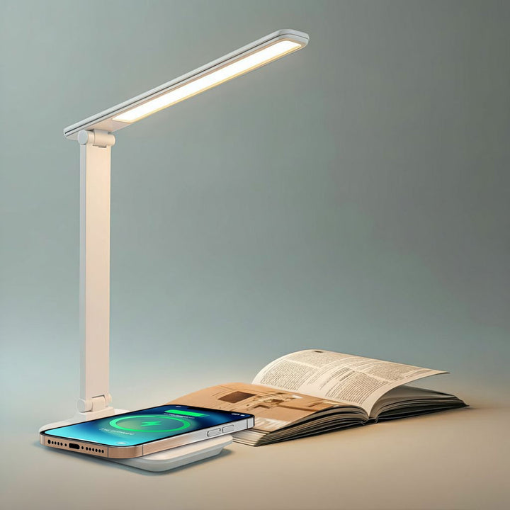 Dimmbare LED Schreibtischlampe Schreibtischleuchte Tischlampe 9W mit Induktion Qi-Ladegerät