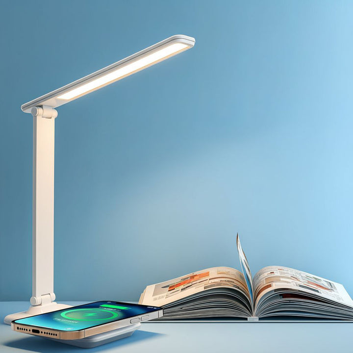Dimmbare LED Schreibtischlampe Schreibtischleuchte Tischlampe 9W mit Induktion Qi-Ladegerät