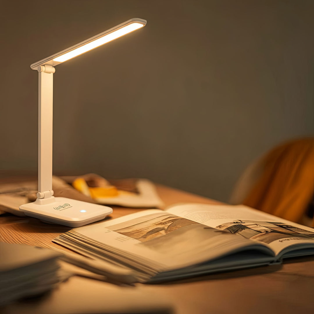 Dimmbare LED Schreibtischlampe Schreibtischleuchte Tischlampe 9W mit Induktion Qi-Ladegerät
