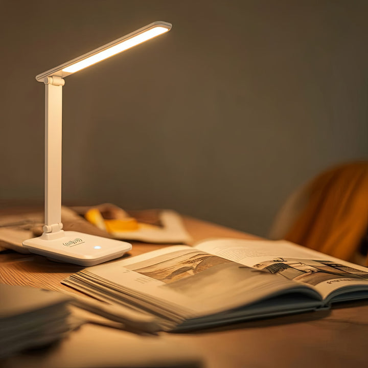 Dimmbare LED Schreibtischlampe Schreibtischleuchte Tischlampe 9W mit Induktion Qi-Ladegerät