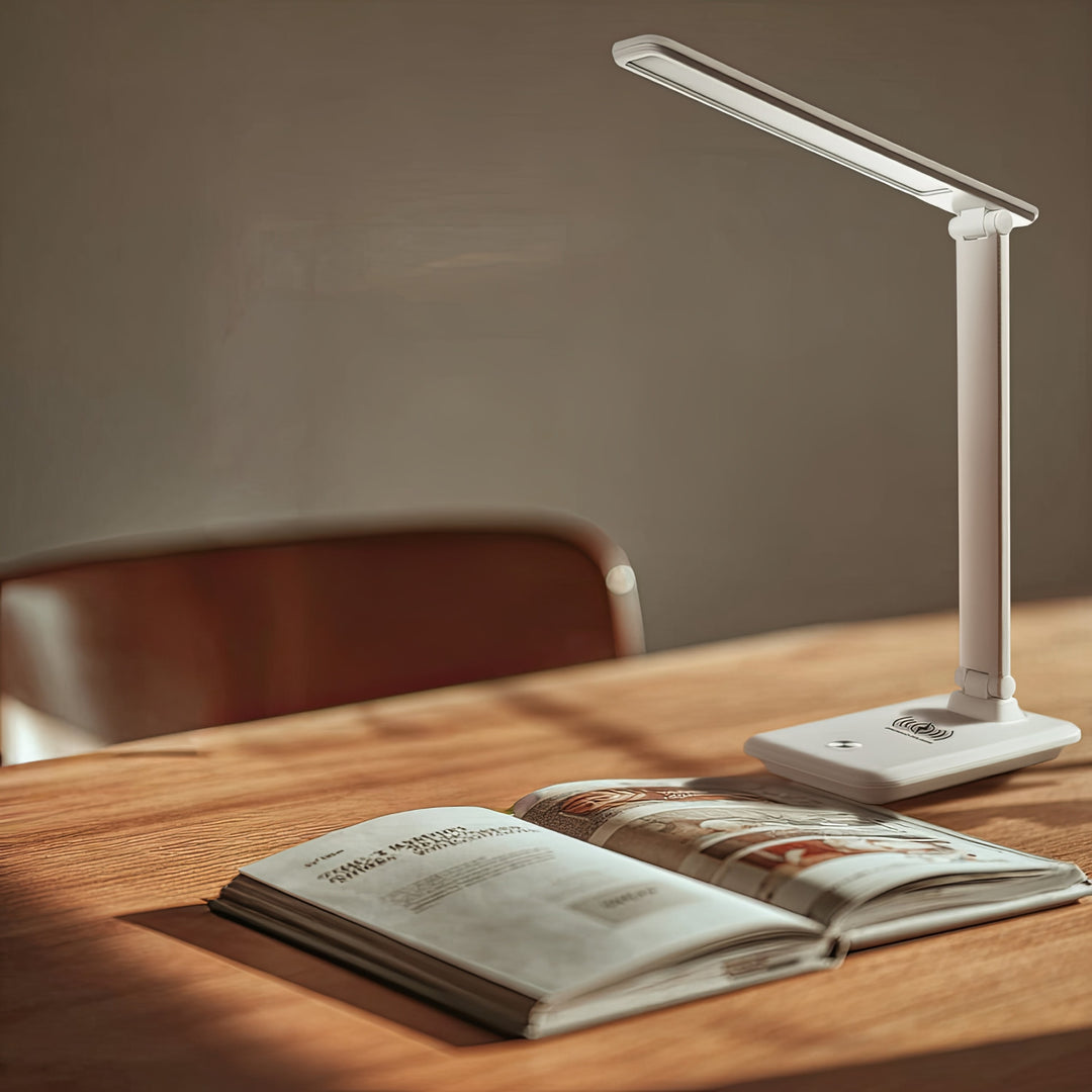 Dimmbare LED Schreibtischlampe Schreibtischleuchte Tischlampe 9W mit Induktion Qi-Ladegerät