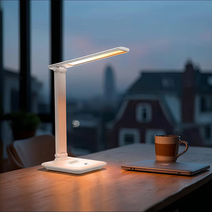 Dimmbare LED Schreibtischlampe Schreibtischleuchte Tischlampe 9W mit Induktion Qi-Ladegerät